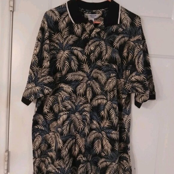 HIBISCUS HAWAII Men's Size XL Polo Shirt Black Floral 100% Cotton. - Picture 2 of 5